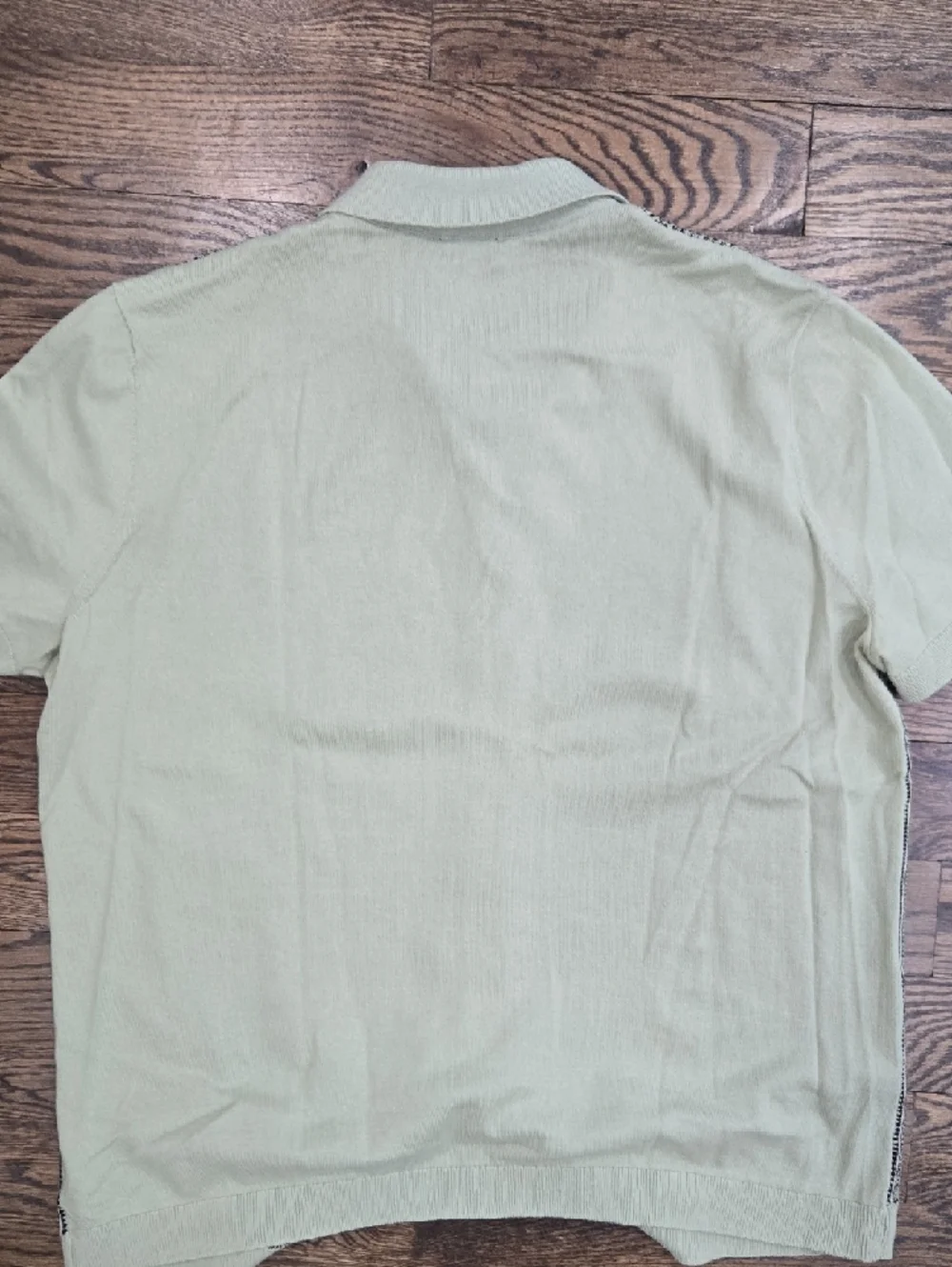 Express Patterned Knit Polo Shirt XL Green Mens Button Up Retro Sweater Polo - Picture 4 of 5